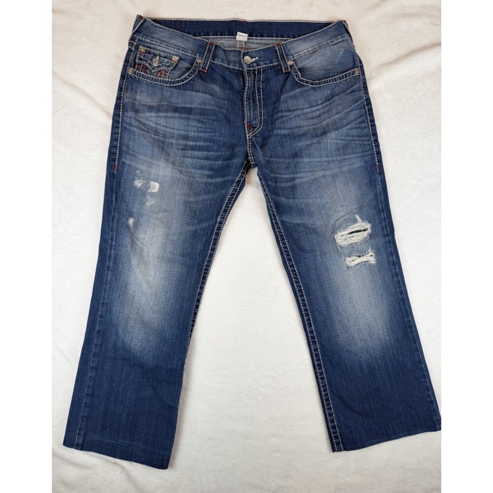 True Religion Ricky Section Straight Jeans Men's 40 Distressed Flap Pocket